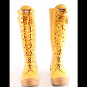 Yellow Hunter Lace Rain Boots